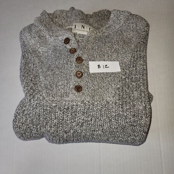 Inc International Concepts Sweater Mens XL Gray Long Sleeve 1/4 Button Heavy - Picture 12 of 12